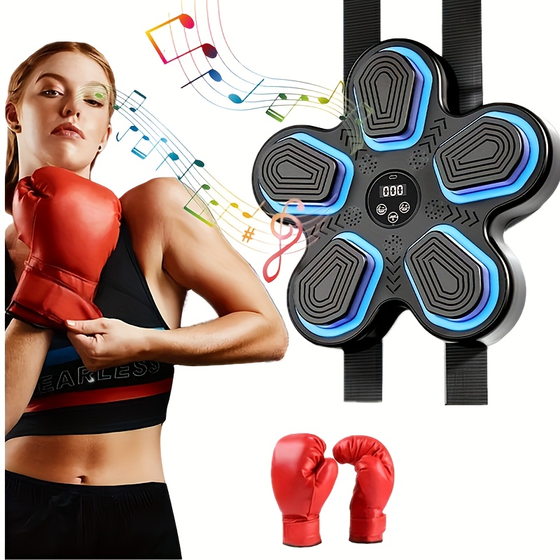 intelligent wireless boxing pad with gloves - wall-mounted, usb rechargeable, adjustable speed, wireless function,   fitness & sports, black, boxing training gear,  , durable construction 0