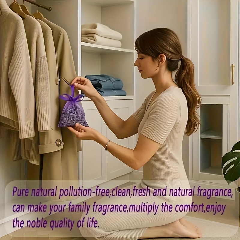 Natural Premium French-Style Lavender Sachet Set, 4pcs, Drawer and Wardrobe Fragrance Bags, Purple. The Best Gift for Girls. A Home Essential. Authentic 5A Grade Lavender Flower Seeds