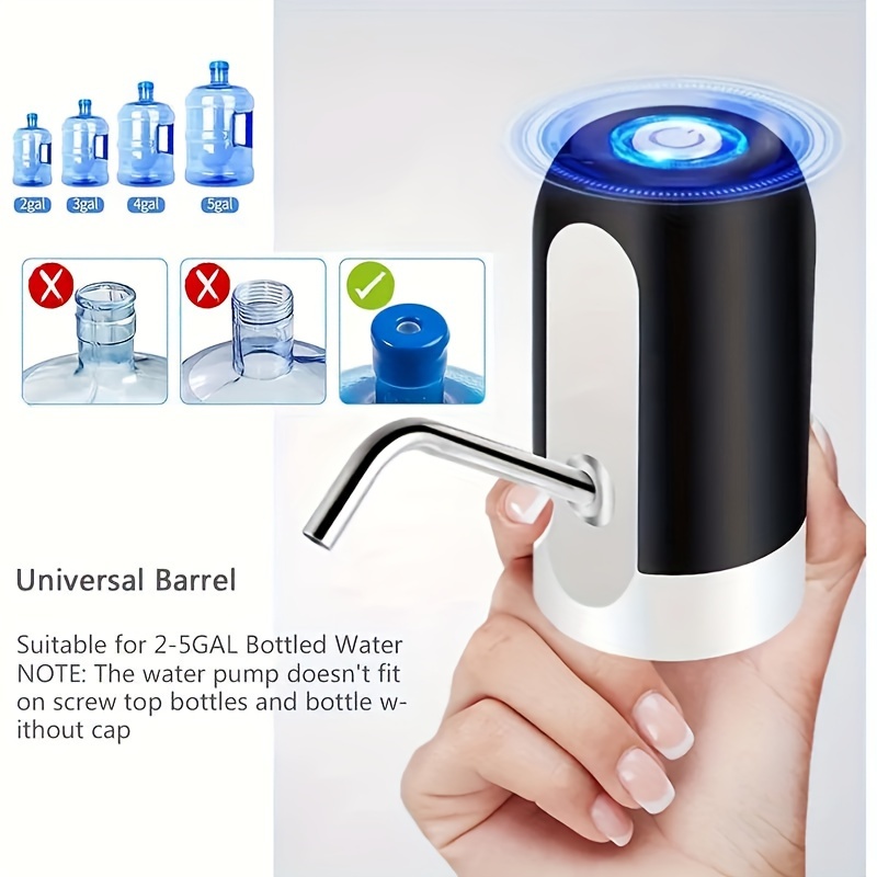 1pc water bottle pump electric water bottle pump usb rechargeable automatic drinking water pump for universal 3 5 gallon bottles portable camping water dispenser details 3