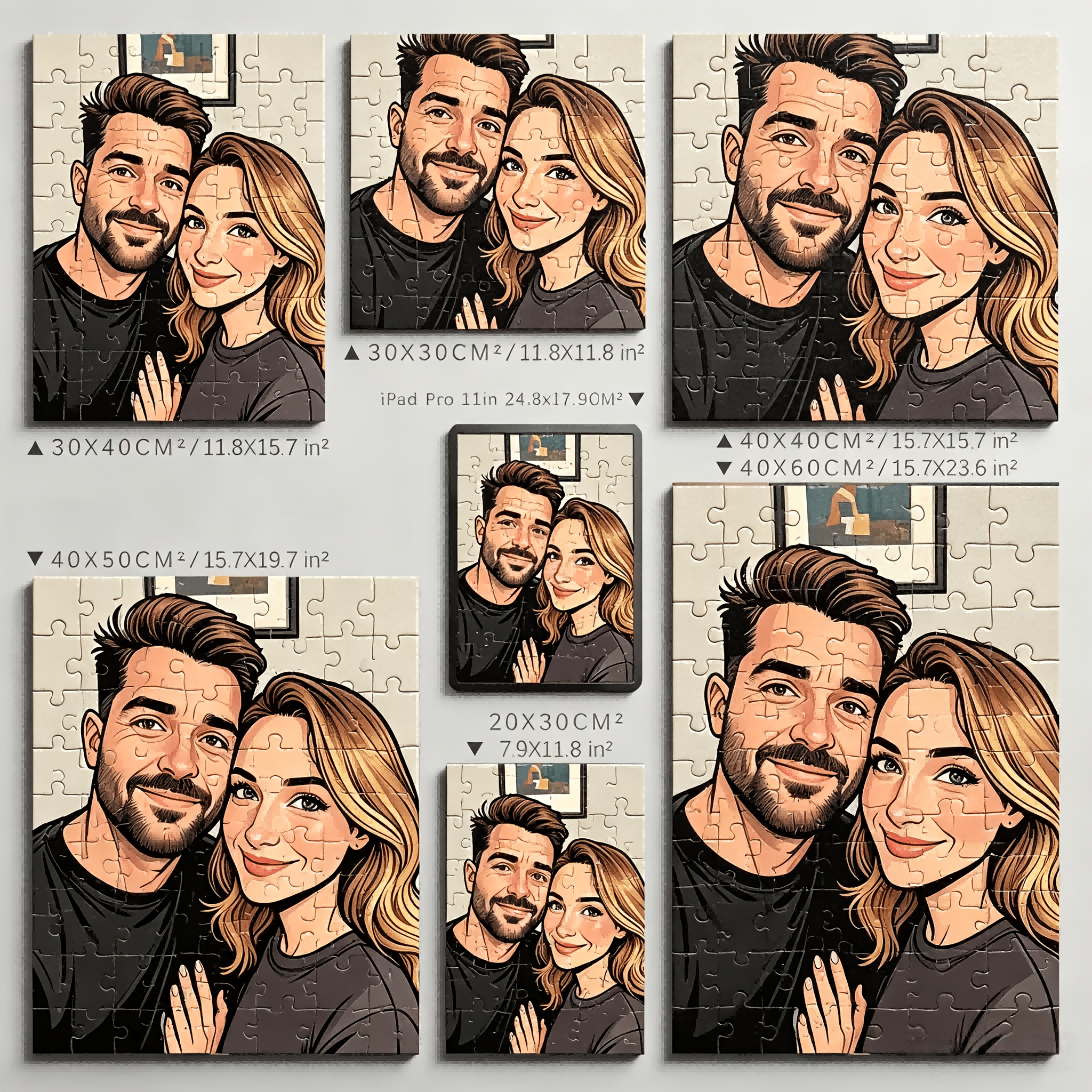 TEMU New Year Gift, Valentine's Day Customization! Custom Photo Portrait Puzzle Art - Personalized Couple, Wedding, Family - Cartoon Anime Style High