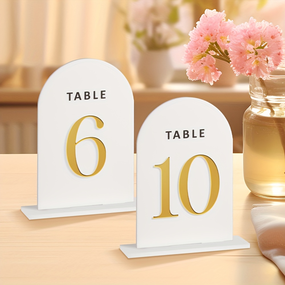 TEMU Tableaux de numéros de table de mariage en acrylique, cartes de table en acrylique blanc, chiffres d'affichage 3D