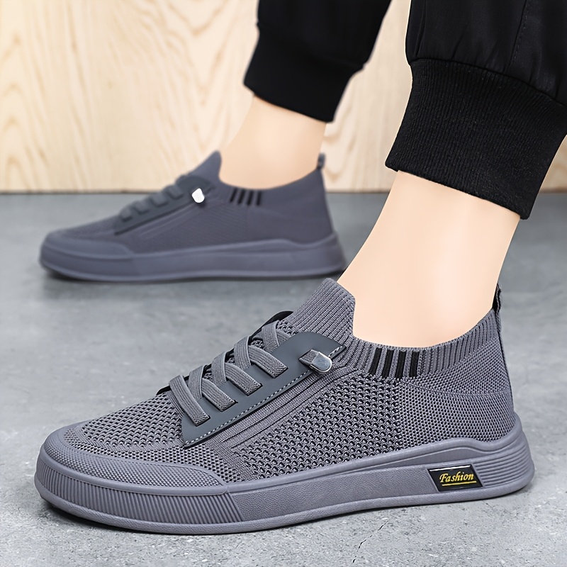 mens casual slip on sneakers breathable knit upper decorative lace   sole round toe     4 season   workout daily     durable md sol Product details 6