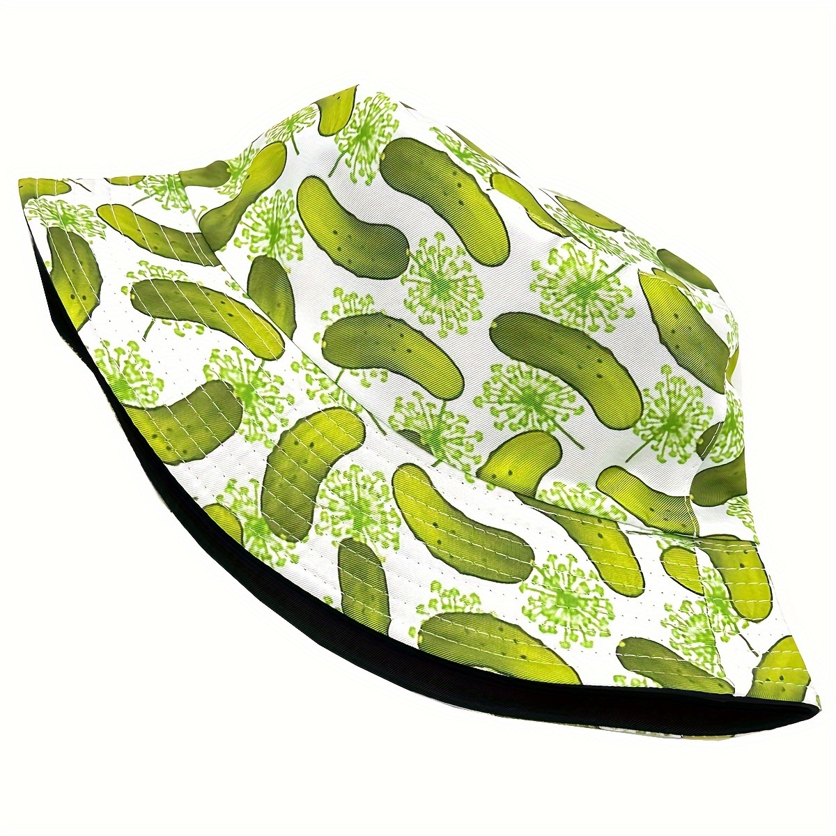 Reversible Cucumber Pattern Bucket Hat, Casual Lightweight Cap