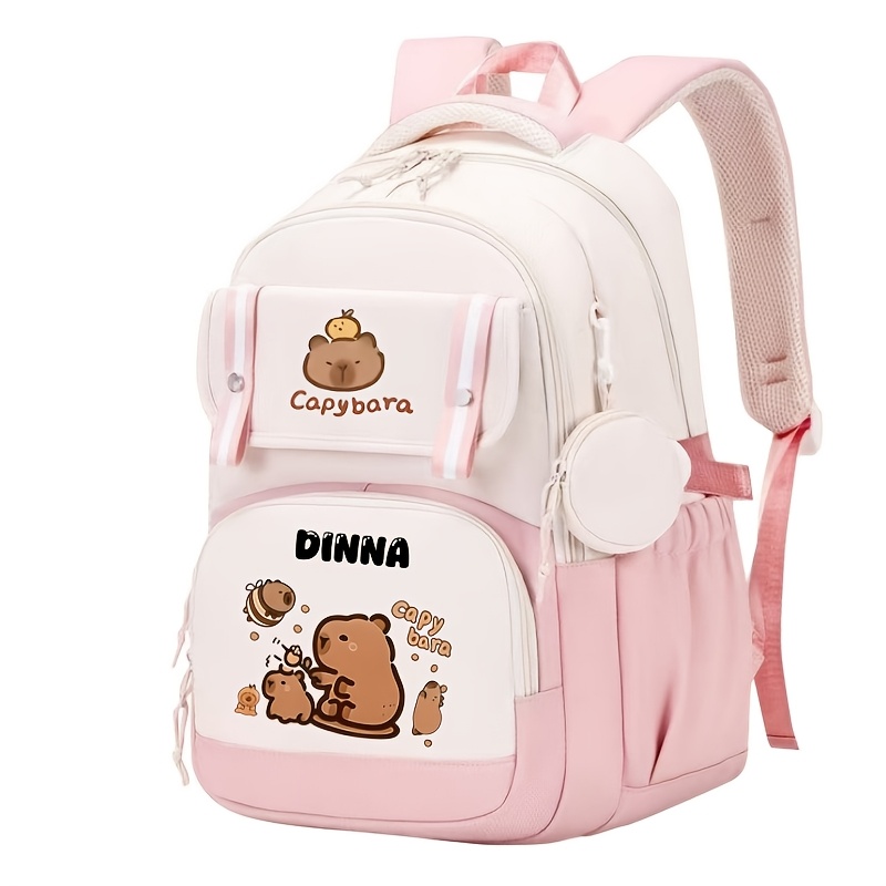 TEMU A Customizable, Large-capacity, High-quality Women's Backpack, Suitable For The Back-to-. Features A Capybara-themed Print, Sweet And Casual