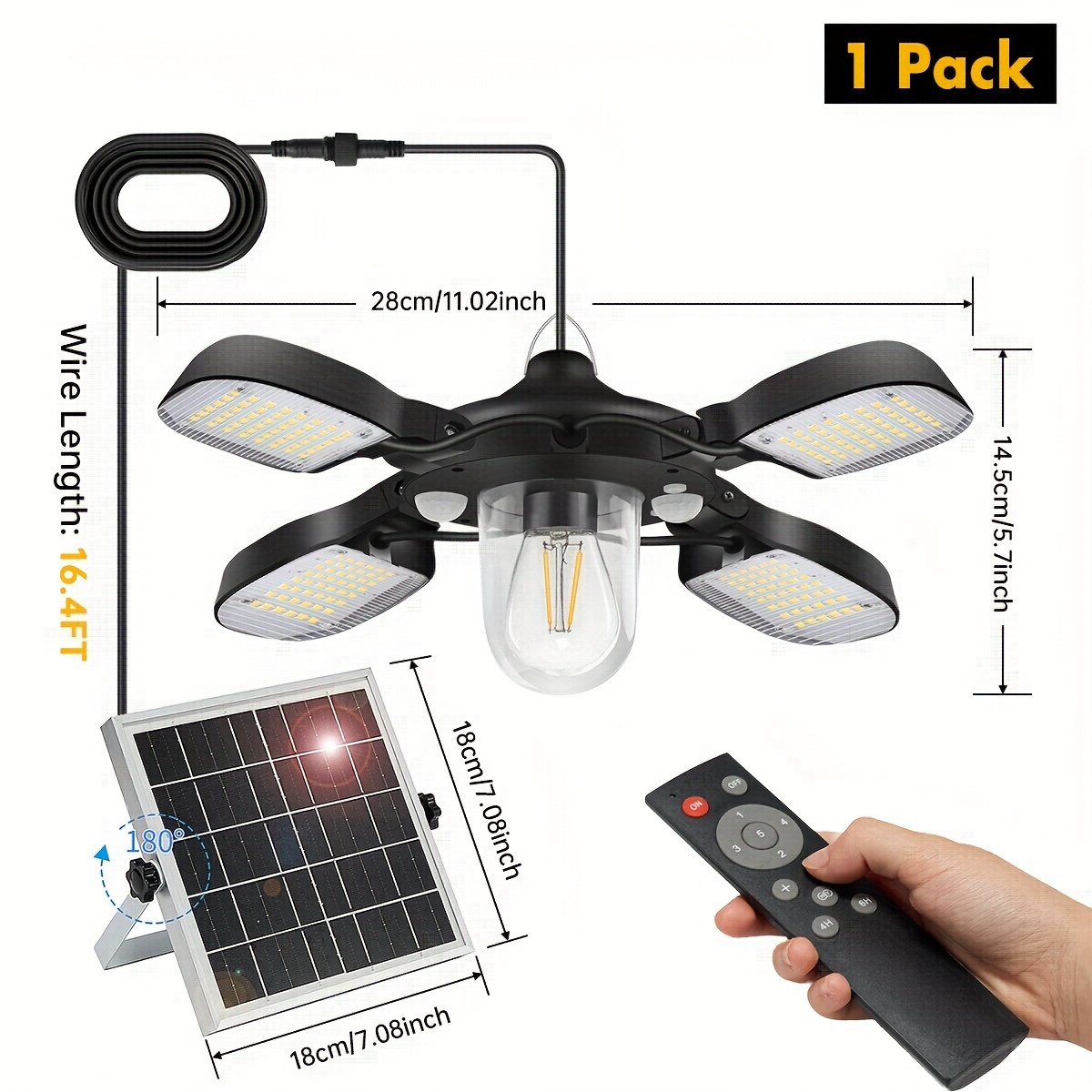 Image of Solar Shed Lights For Indoor And Outdoor Ip65 Solar Powered 1000lm 192led Outdoor Motion Sensor Solar Pendant Light Gazebo Light For Home Garden