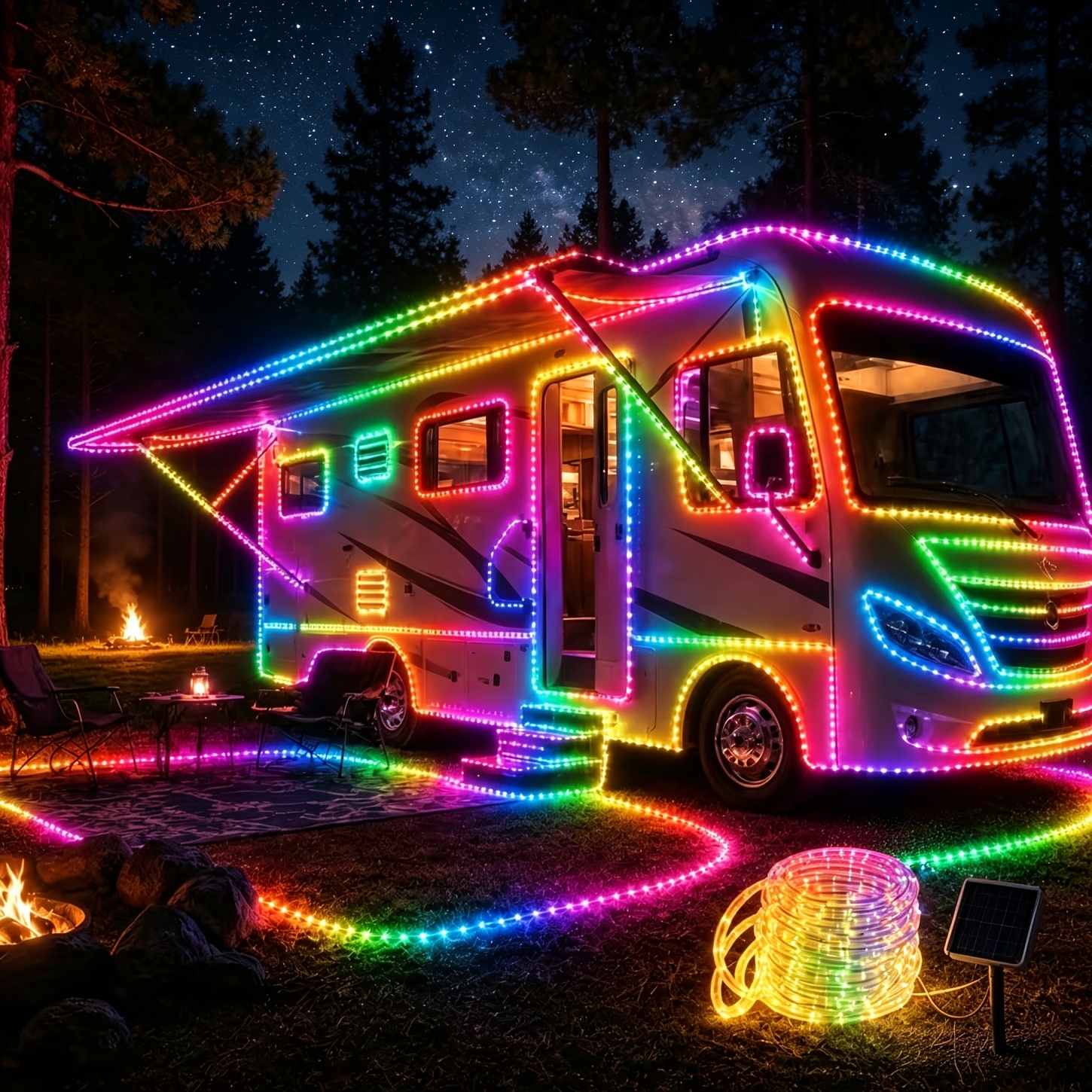 TEMU Led Light String, Christmas Solar Led Rope Light Outdoor Version, Solar Camping Decoration Light, 12 , 45.93 Feet Flexible Tube Light, Suitable