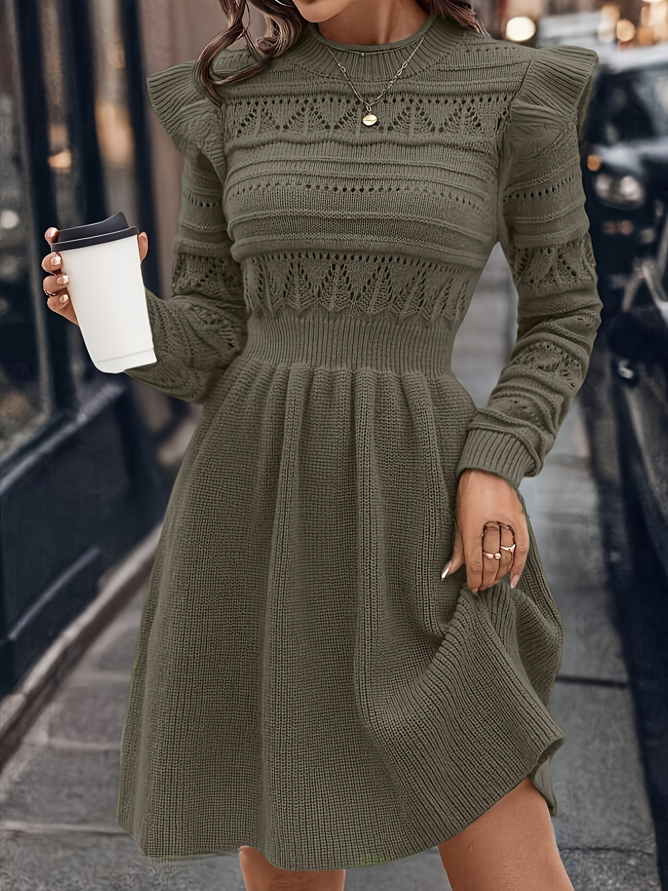 womens elegant dress a line hem long sleeves floor knee - Temu Qatar