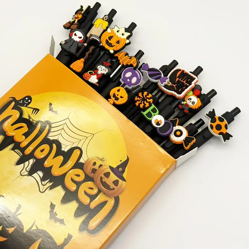 10 20pcs halloween retractable pens cute ghosts bats amp pumpkins ballpoint pen medium tip and ergonomic grip non for classroom use trick or treating present in a favors office stationery festive design stationery durable plastic smooth writing gift Product details 3