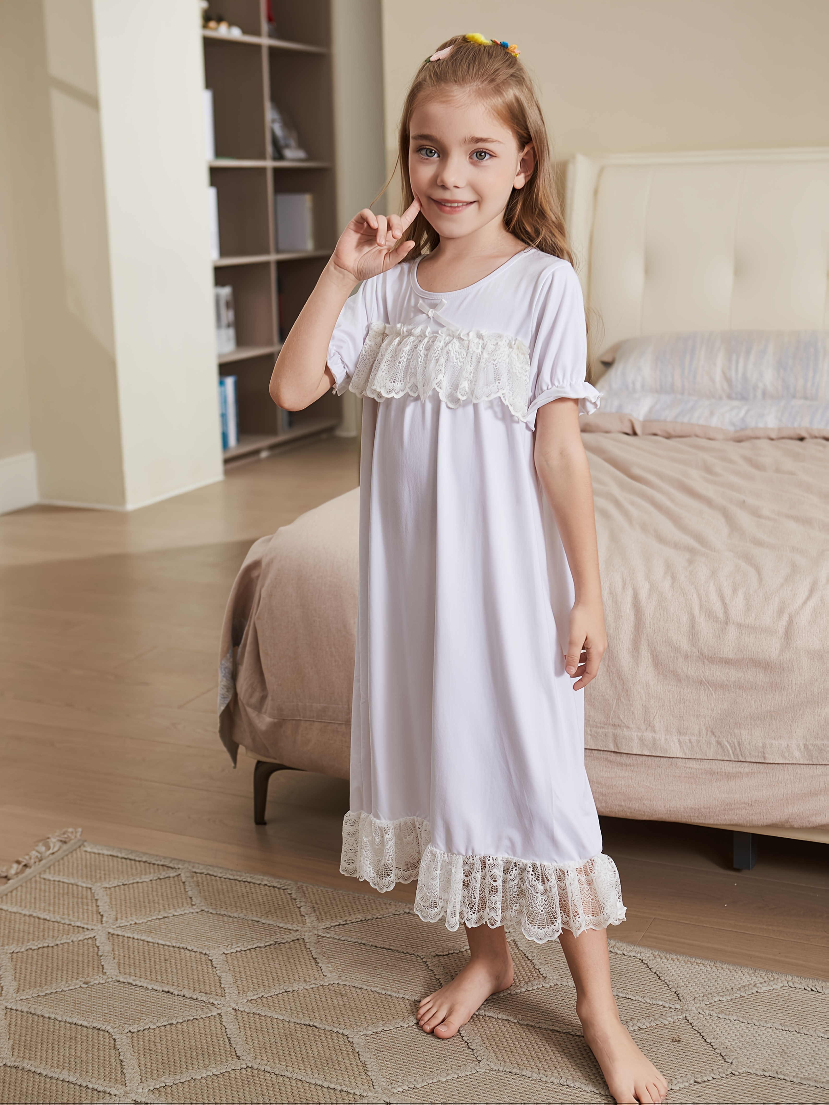 rurumu: lace up emb PT ホワイト 1615 flame retardant lace trim gathered hem chest unicorn - Temu