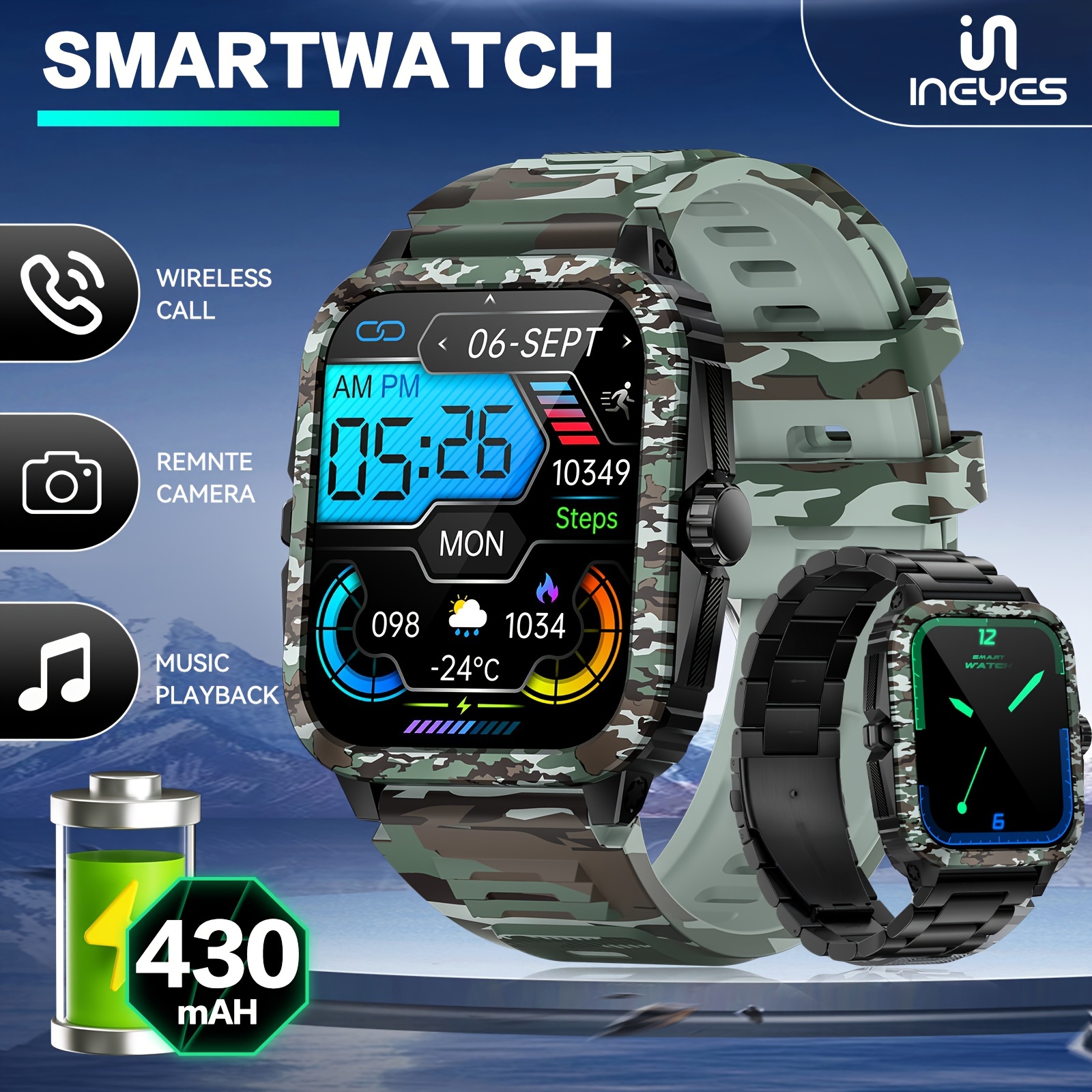 llegada nueva reloj inteligente deportivo hombres pantalla Temu