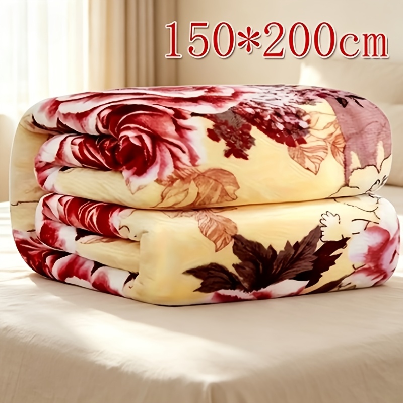 TEMU Cozy Summer Nap Blanket With Floral Pattern Soft Comfortable Non-padded No Shedding Light And Yellow Flowers Design Ideal For Home Decor Use