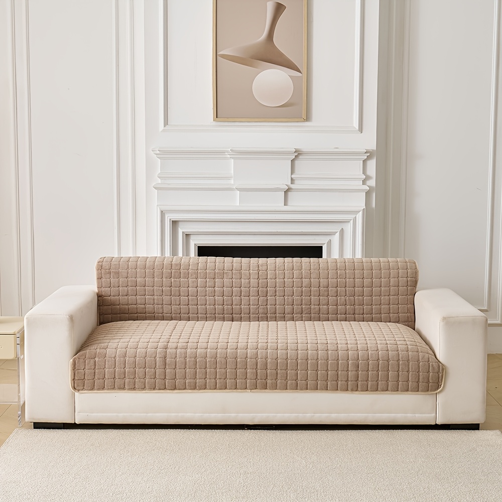 TEMU 2pcs Set Of Modern Plush Sofa Cushions, Anti Slip Sofa Protection Pads, Thick And Soft Furniture Covers, Anti Pet Hair And Scratch Resistant,