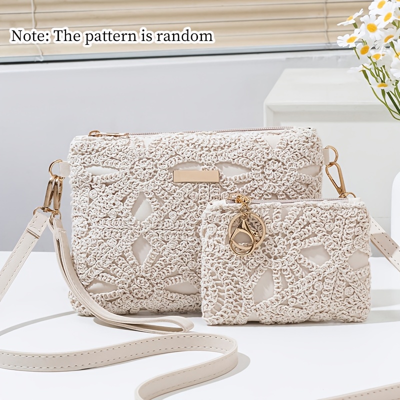 TEMU Conjunto de Bolso para Mujer, , 2 Piezas, Estilo Étnico Acolchado, Conjunto Combinado, Bolso Cruzado Versátil e de Moda