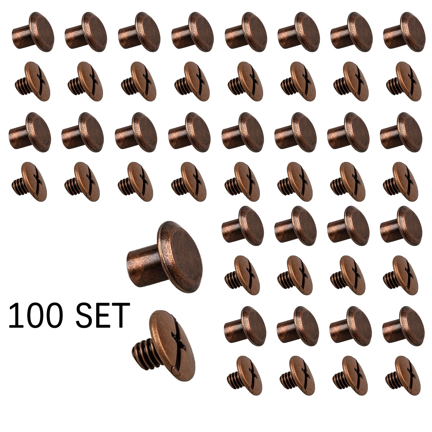 Chicago Screws For Leather Making 7/20 Inch, Antique Copper Leather Rivets, Screws For Diy Leather Crafting