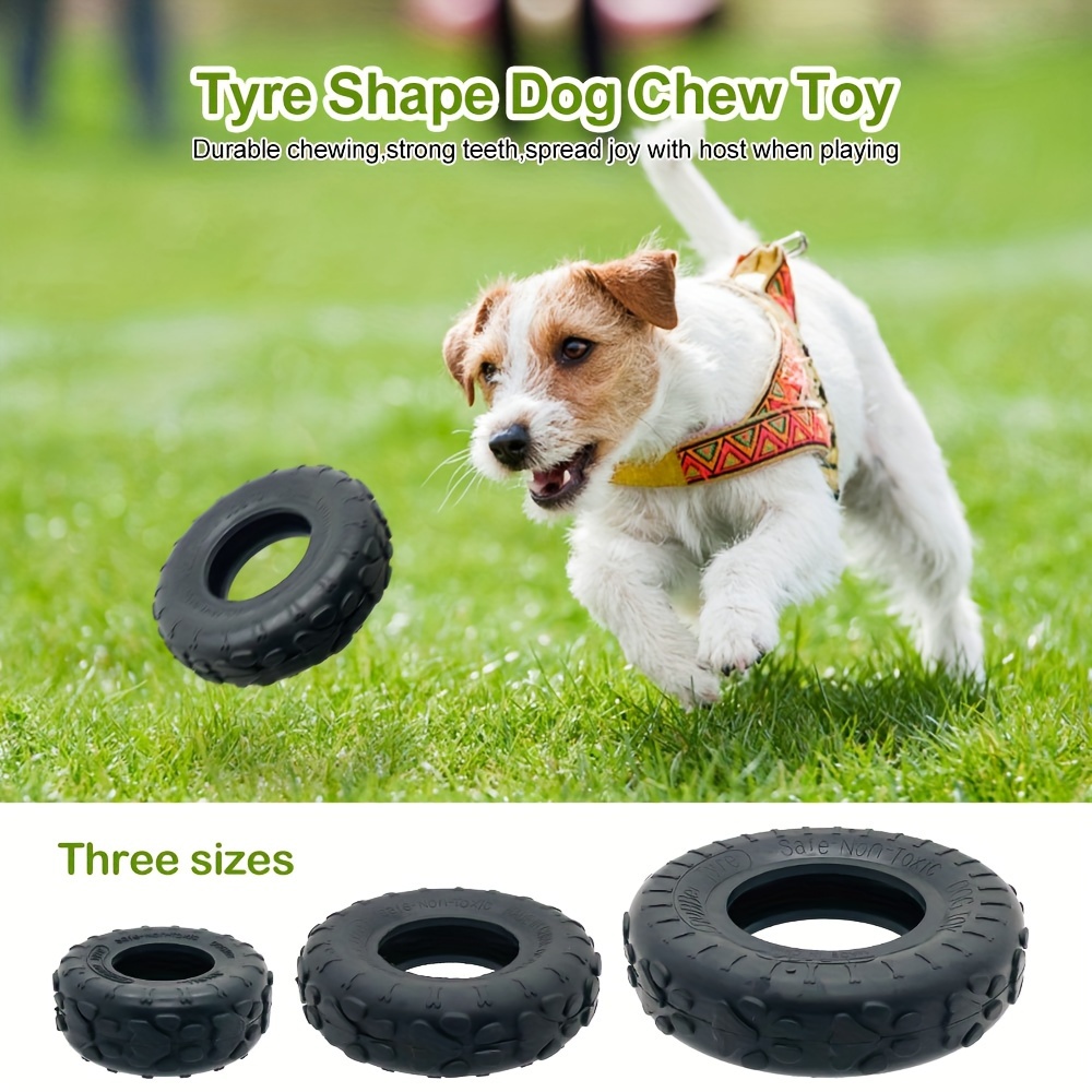 

1pc Durable And Non-toxic Natural Rubber Dog Bite Toy With Tire Shape, Interactive Pet Toy