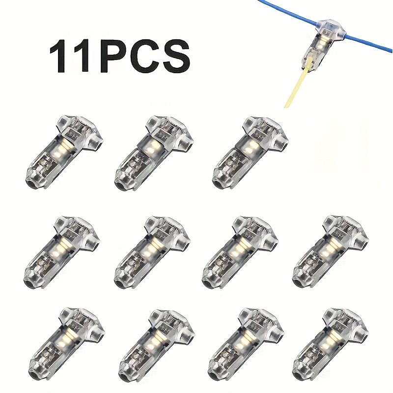Image of 11/22pcs T1-type T-shaped Branch Connectors - No Strip Or Solder Wires Needed, Contact Electrical Connectors For Low Voltage Wiring, Indoor/outdoor Use Wiring Solutions, , Fits 18-22 Awg