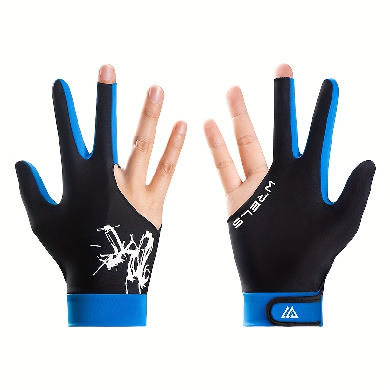 TEMU 1pc, Gants de billard WRELS couleur unie à deux doigts, Gants de snooker professionnels, respirante et exposée à deux doigts, Haute élasticité,
