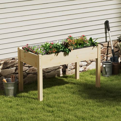 300LB Capacity Outdoor Cedar Planter Box with Non-Woven Fabric Liner, Raised Garden Beds Outdoor, Ideal for Gardens & , Raised Garden Bed