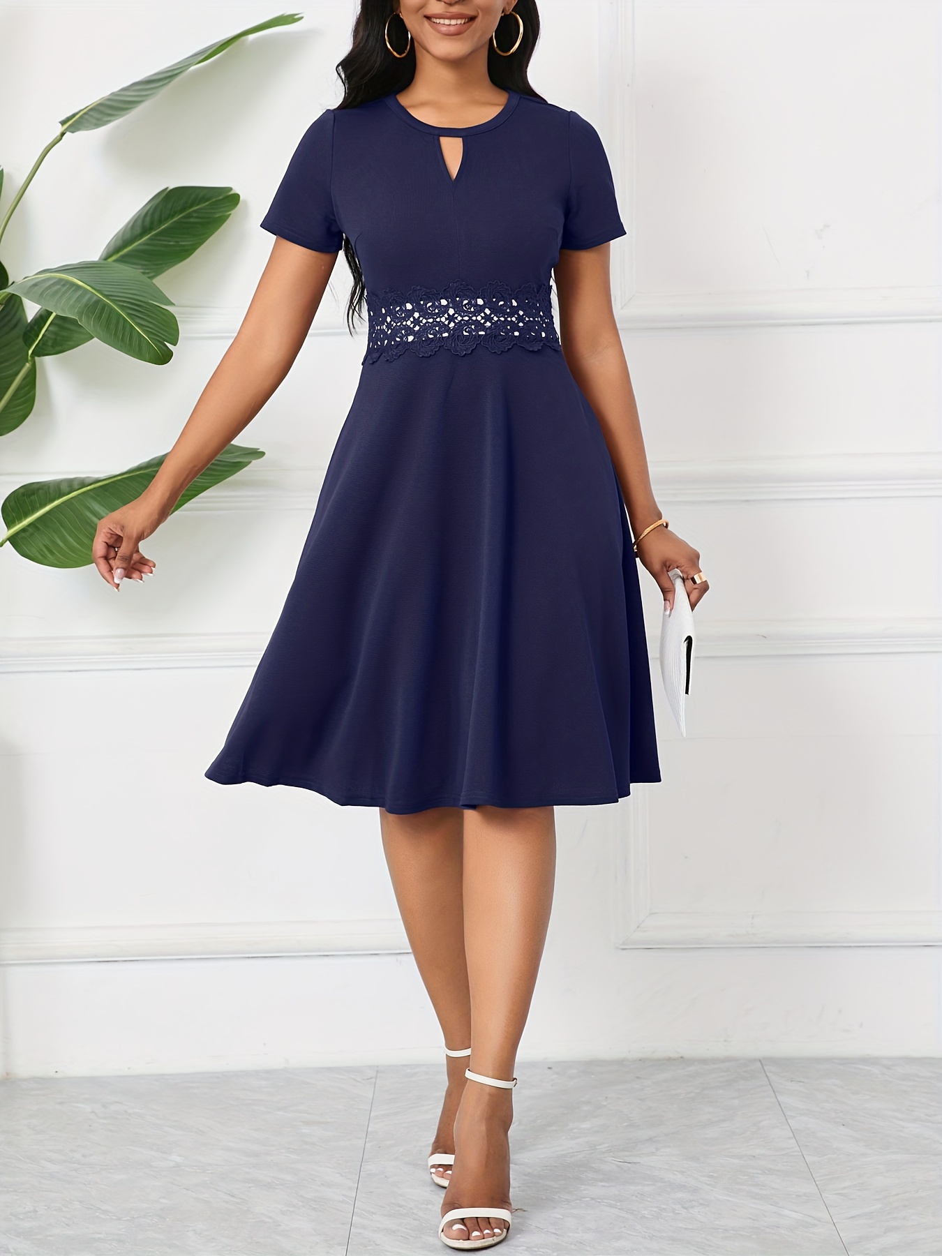 navy dress red heels Holiday Party Outfit- Navy Blue Dress and Red Shoes