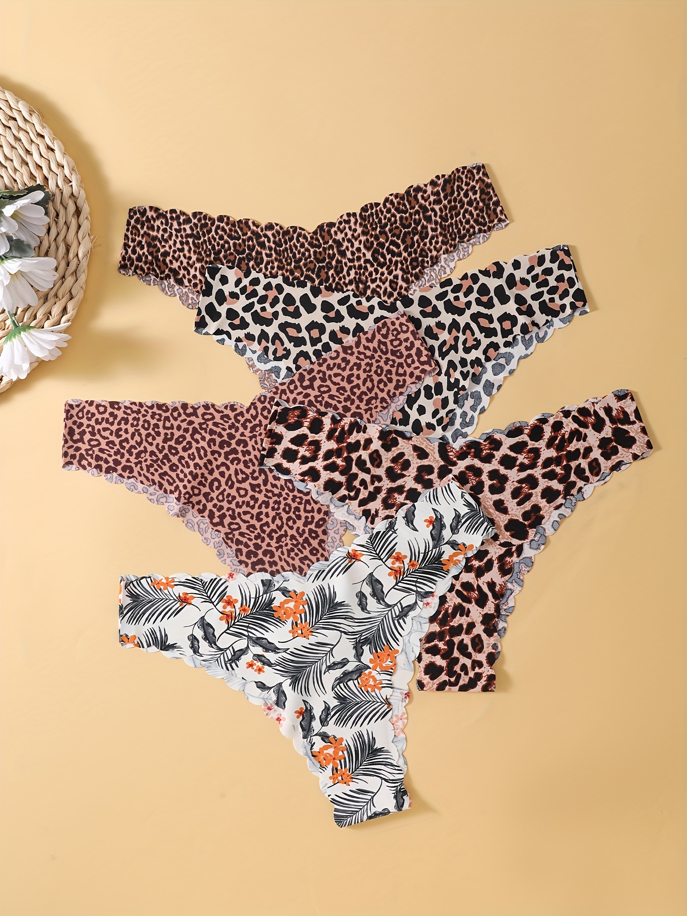 Leopard Solid Seamless Panties Simple Comfy Intimates - Temu