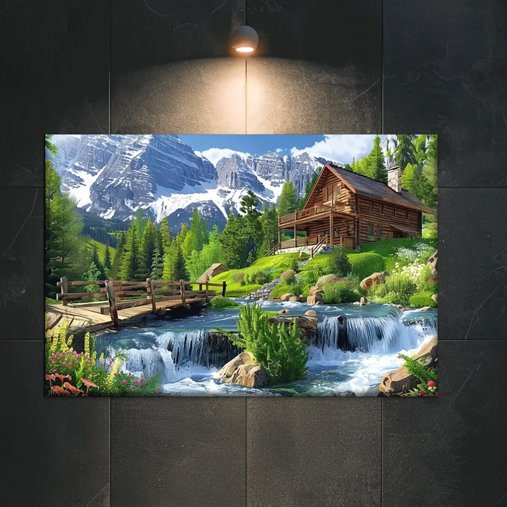 TEMU 2d Flat, []1pcs, 2d Flat Canvas Painting--unframed, 18*12inch, Countryside , Wall Decoration, Bedroom, Living Room, Kitchen, Office, Cafe, Bar,