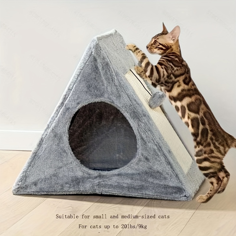 

Triangular Cat Scratching Pad With Sisal Rope, Dual-purpose Nest And Scratcher For Small To Medium Cats