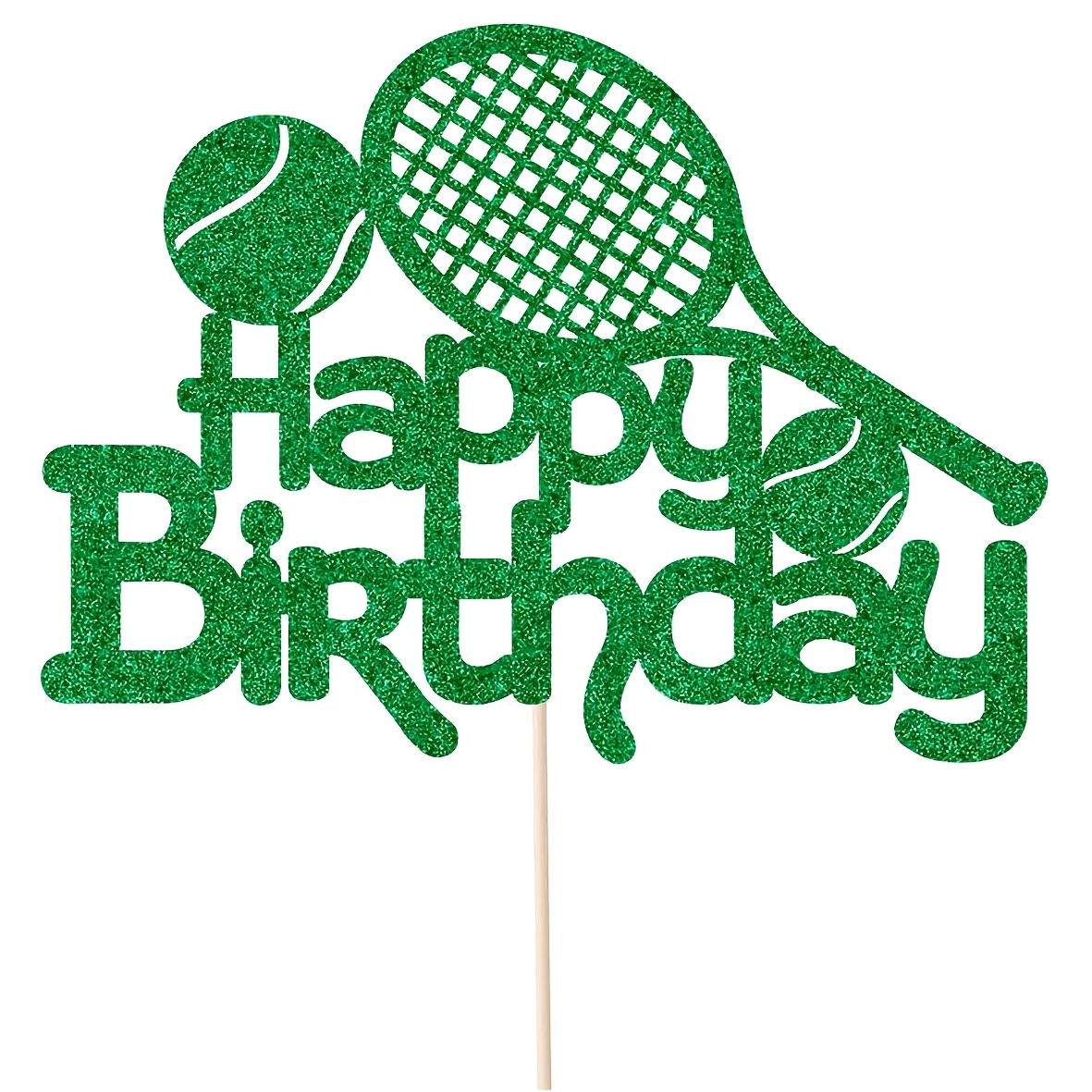 TEMU 1pc Happy Birthday Cake Topper, Tennis Happy Birthday Cake Topper Tennis Party Supplies | Men's Tennis Player Cake Toppers, Racket Ball Sport