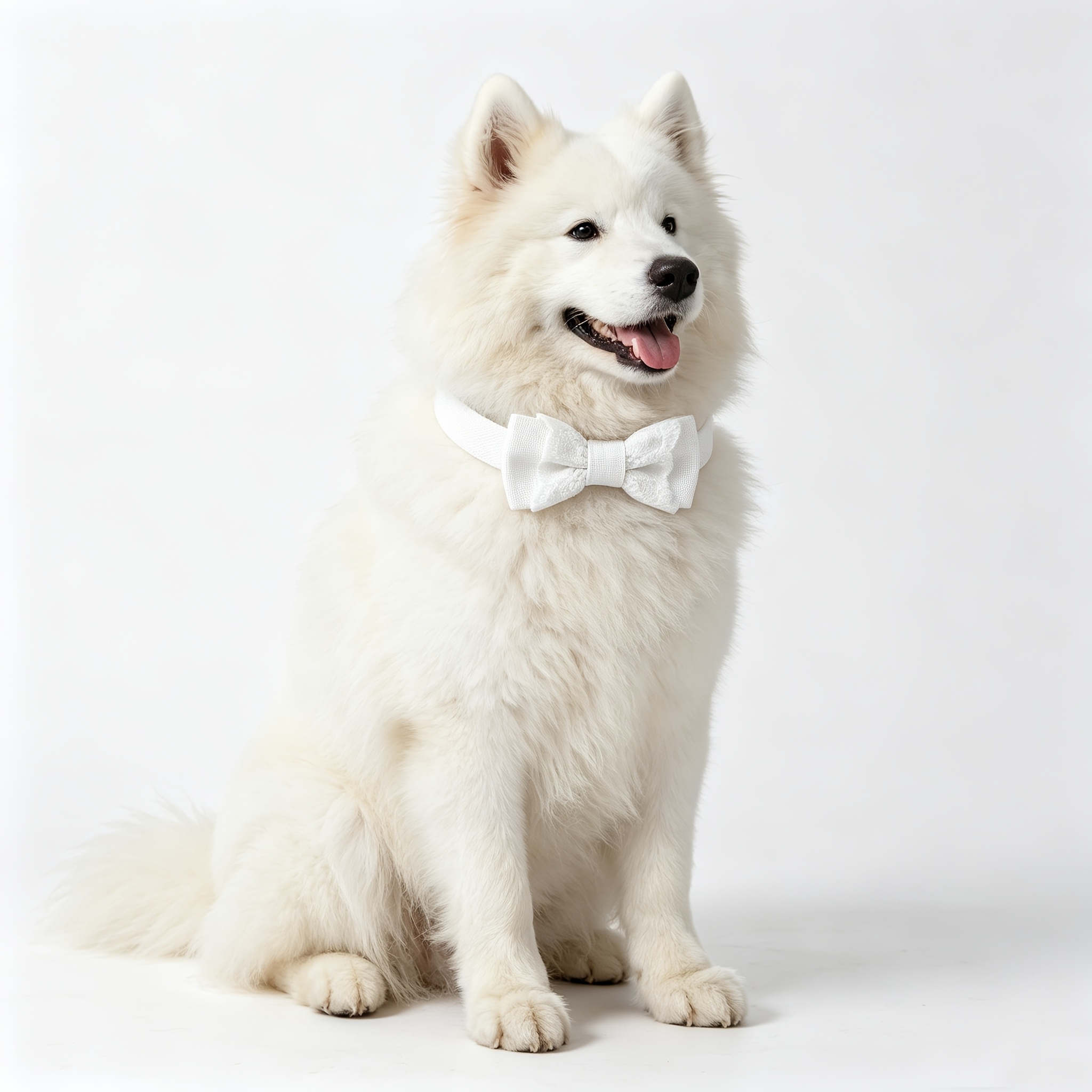 White Lace Bowtie Dog Collar with Adjustable Floral Design