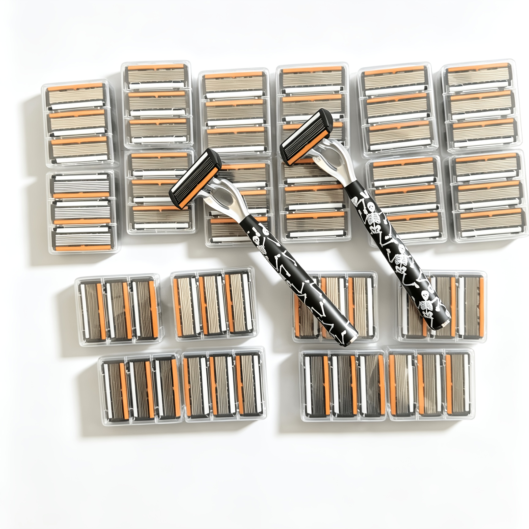 TEMU Premium Men's Manual Razor Set, 2pcs Handle + 60pcs Replacement , Ultra-sharp Six-layer Stainless Steel Men's Razor - Durable Metal Handle, Easy