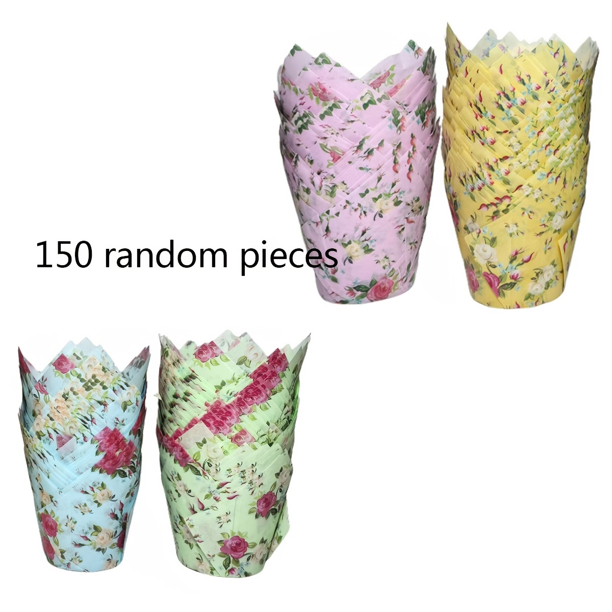 Image of 100pcs/150pcs Pancake Oil Proof Liner Standard Size, Made Of Oil Proof Tulip Cake Paper Cups, Suitable For Microwave Ovens, Ovens, And Air Fryers, Random Color