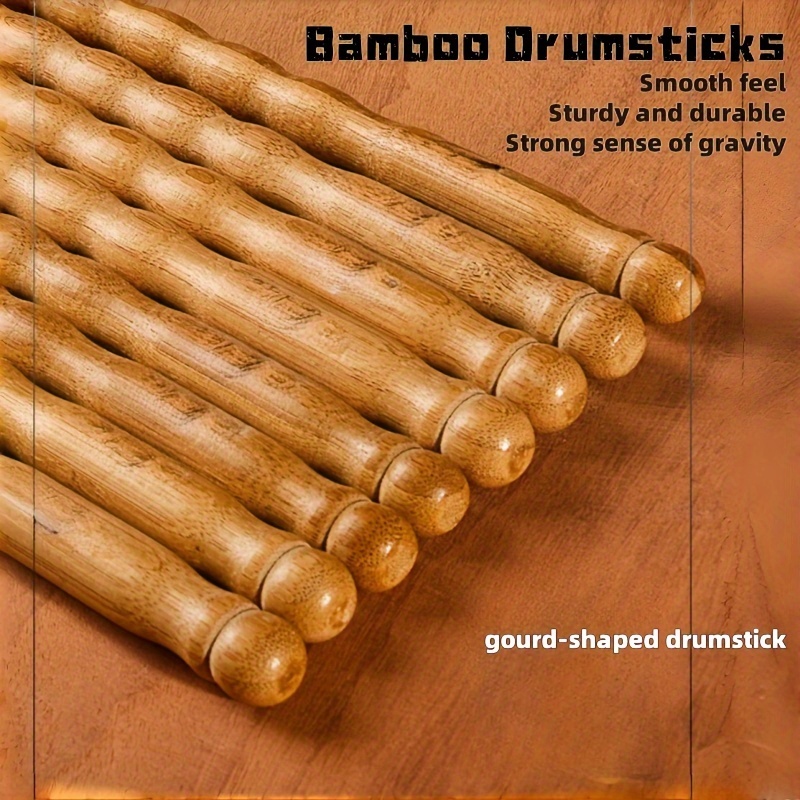 

Professional 5a Bamboo Drumsticks, - Non-slip Gourd-shaped With Weighted Open Wrist Design For Jazz & Electronic Drums, Light Brown