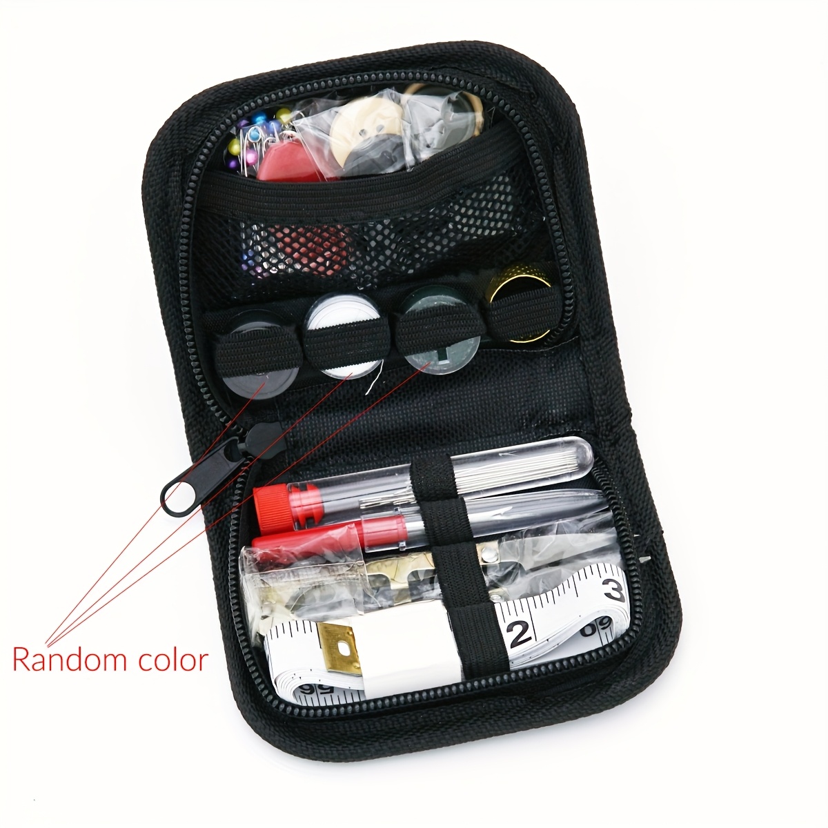 TEMU Portable Sewing Kit, Includes Seam Ripper, Thimble, Thread , Measuring Tape, Needle Threader, Heavy-duty Thread, Buttons, Straight Pins, Safety