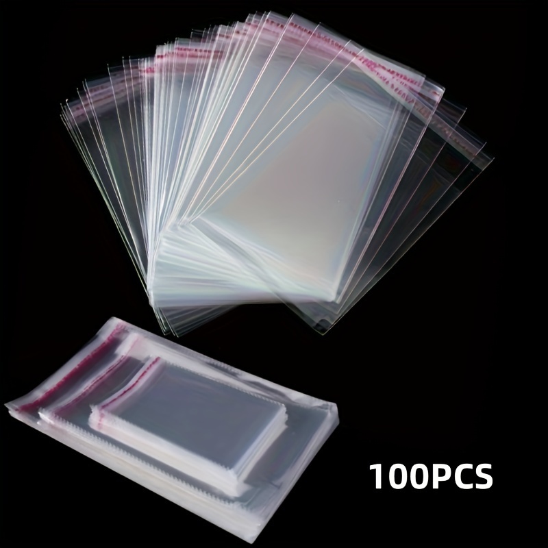 

100-pack Double- Filament Thickened Pvc Transparent Self-sealing Bags For Clothing, Food Storage, Accessories, Mailing & Shipping Supplies, Gift Bags - Assorted Sizes