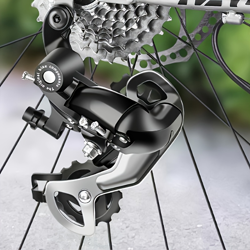 6/7/8-Speed Mountain Bike Rear Derailleur - Black & Silver, Adjustable Chain Shifter with 3-4-5 Gear Ratios, Compatible with Most Bikes, Includes Mounting Hardware, Bike Gear Shifter, Sleek Metallic Finish, Durable Construction
