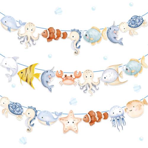 21pcs paper ocean animal themed bunting decorations suitable for ocean animal themed birthday parties gift parties and bachelorette party decorations