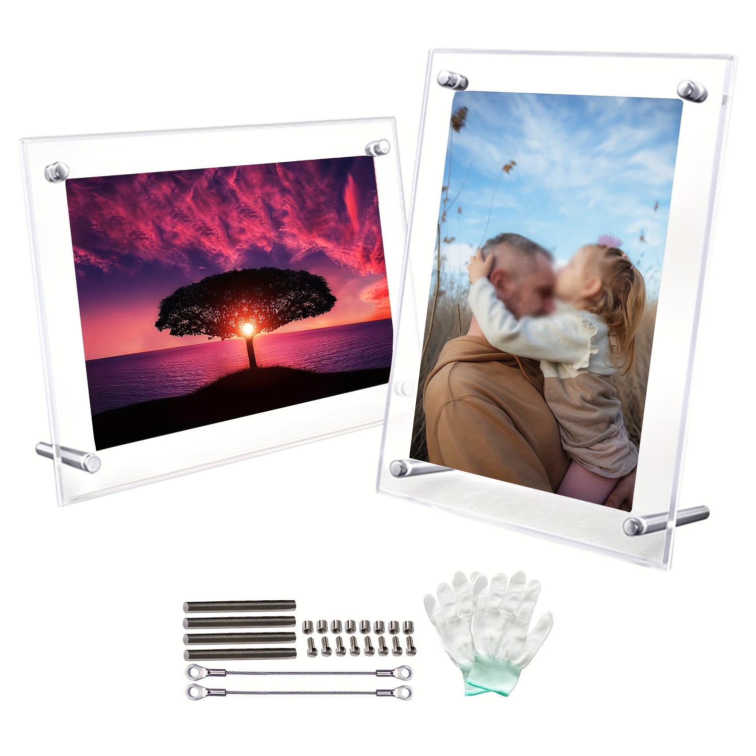 TEMU Acrylic Photo Frame Acrylic Frame Acrylic Picture Frame Type Acrylic Photo Frame Double-sided Transparent Tabletop Display Picture Poster Photo