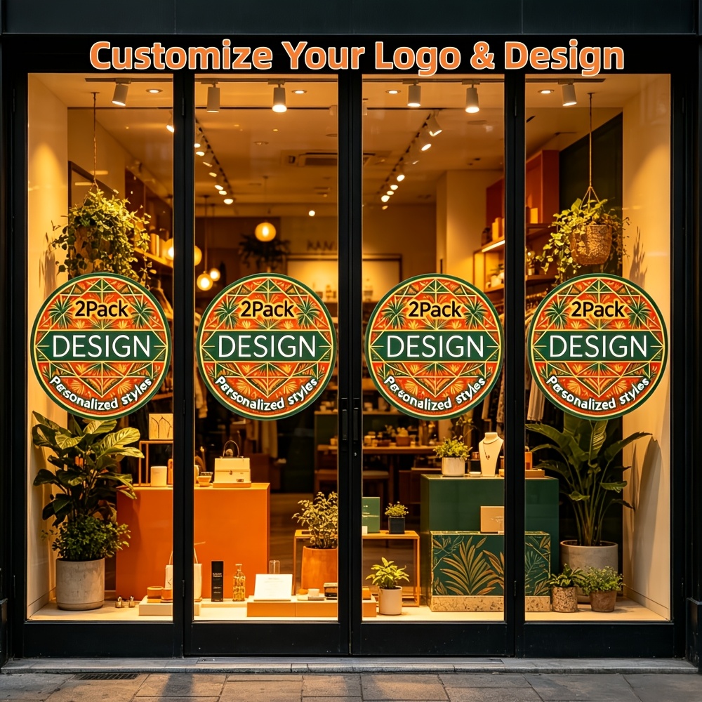 TEMU 2pcs Custom Sticker Poster - Personalized Logo And Art Design Window Glass Sticker I , Multiple Sizes , And -resistant Vinyl Material, Any