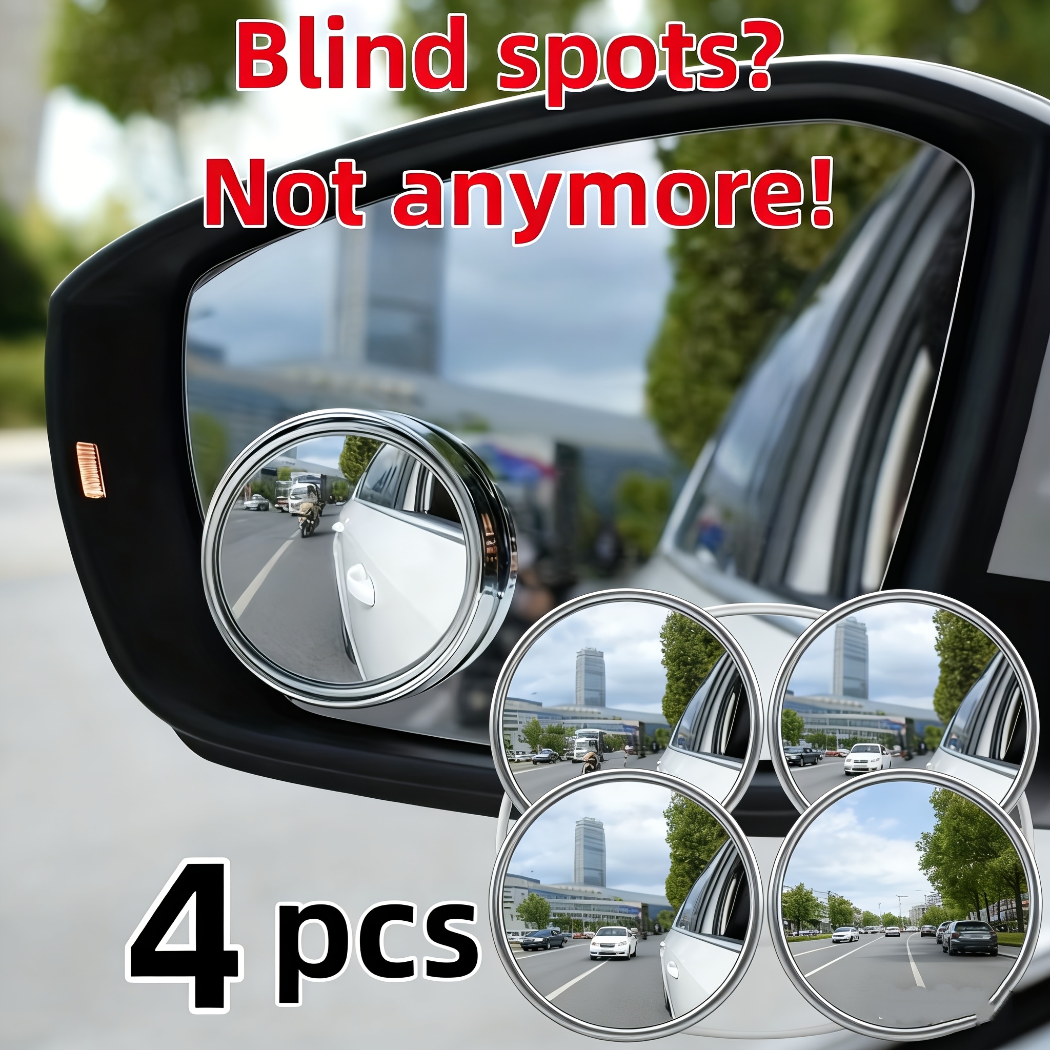 8pcs (4 Pairs) Premium Wide-angle Blind Spot Mirror For Cars - Safety And Visibility, Universal Fit, Durable Adhesive