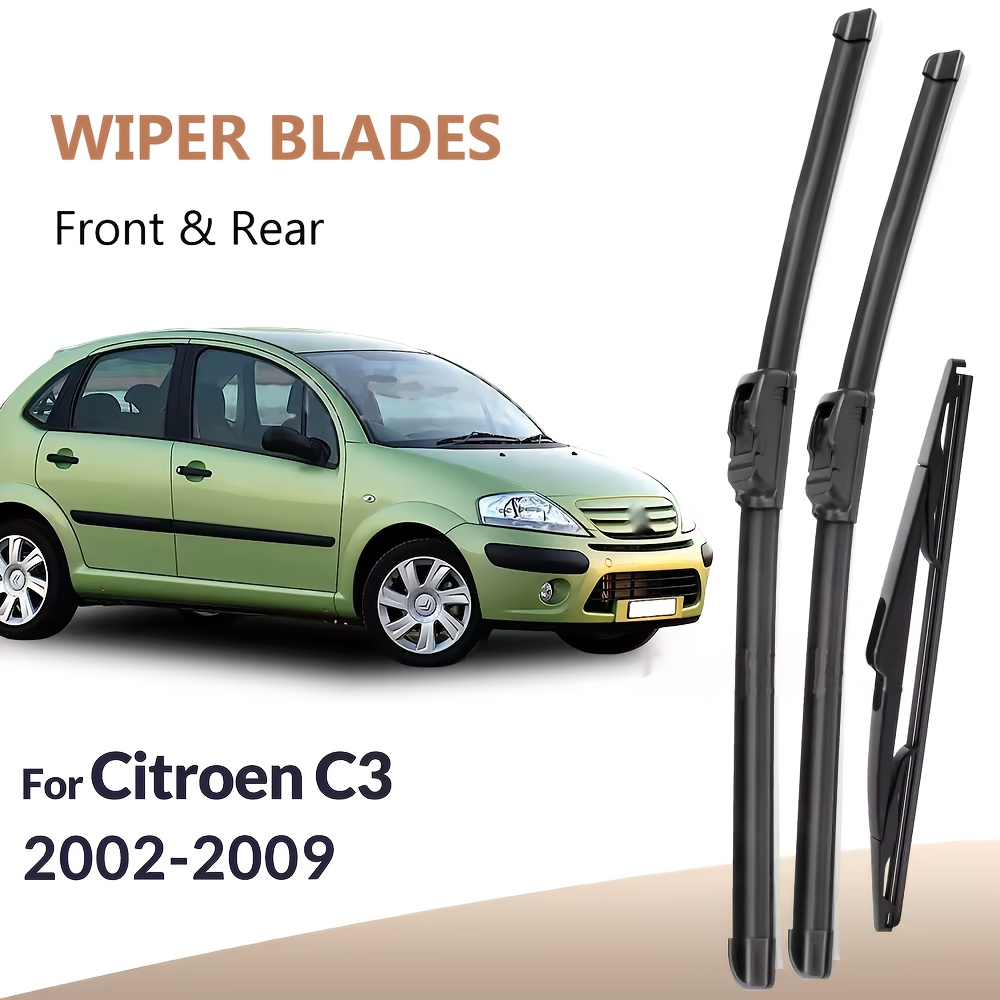 TEMU For C3 Mk1 2002-2009 Car Front And Rear Wiper Blades Soft Rubber Windscreen Wipers Auto Windshield 24