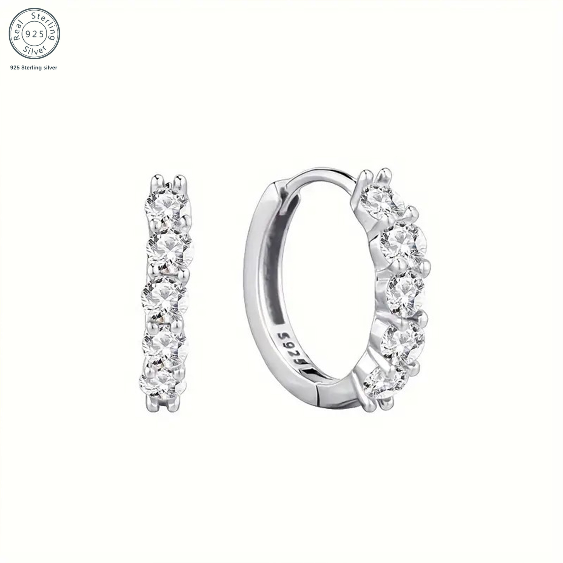   earrings 925 sterling silver 5   diamonds set   with elegant gift box   for man wife girlfriend mother daughter   for birthdays anniversaries valentines day any holiday Product details 4