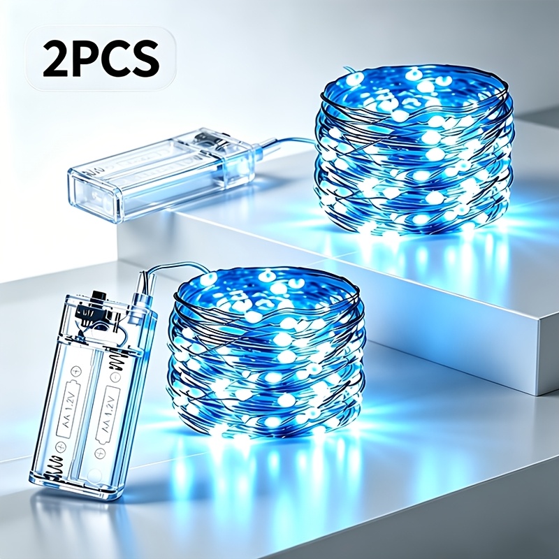 TEMU 118 Inches, Indoor Decoration Blue Led Light String, Birthday, Christmas, Halloween Proposal, Wrapped, Multifunctional Desktop Glass Jar Party