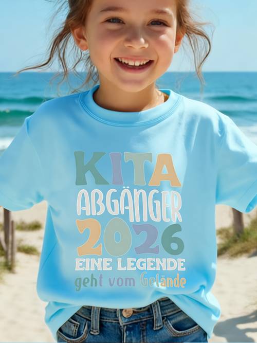 mädchen- jungen-druck casual kurzarm-t-shirt (maschinenwaschbar) - 100% baumwolle dehnbar atmungsaktives sommer-oberteil mit deutscher aufschrift kita abg?nger 2026 eine vom gel?nde grafik rundhals für kinder ab 3 jahren alltagskleidung für kinder lebendiges grafik-shirt bequeme