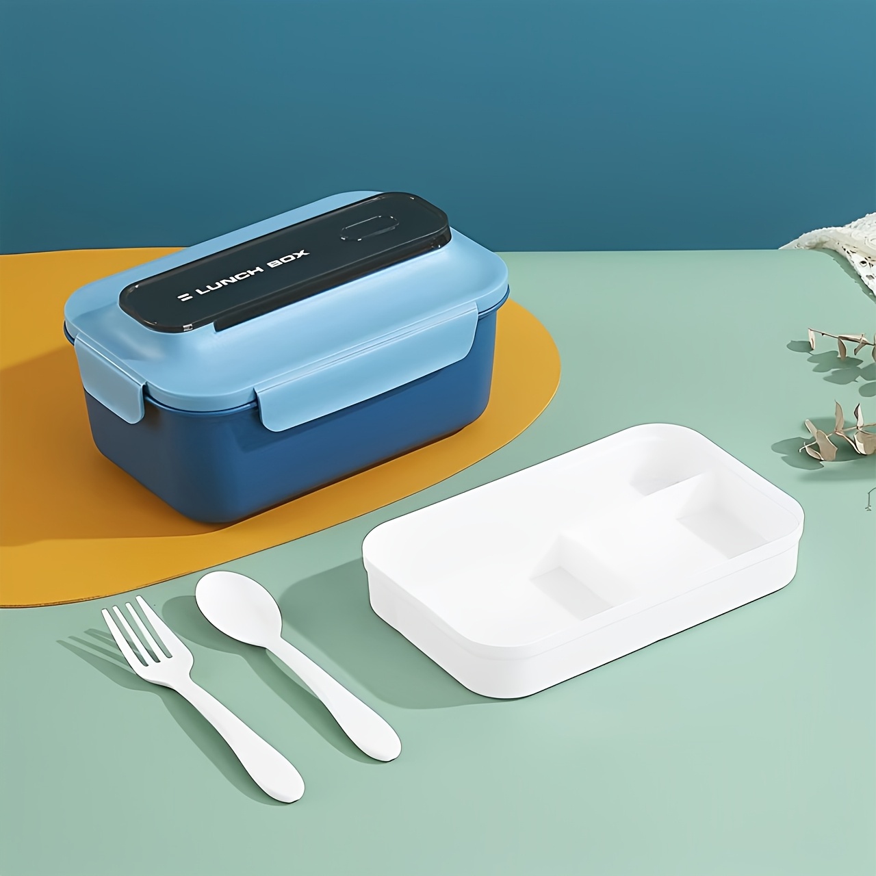 TEMU 1pc Insulated Lunch Box With Lid For Office Workers, Microwave-safe, Large Capacity, Double-layer Bento Box With Compartments