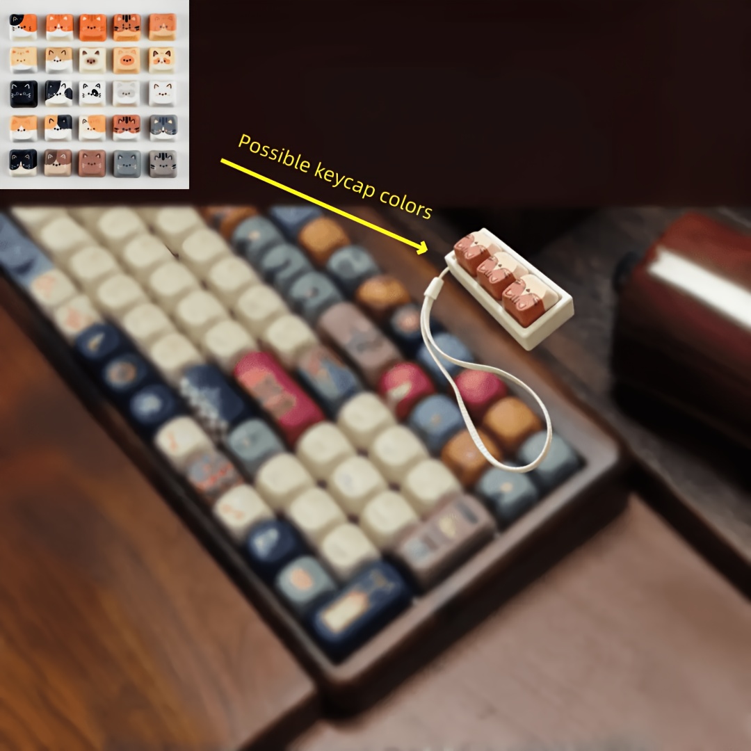 TEMU Kitty 3-button Fingertip Keychain | Compact And Exquisite, Easy To Press, Reusable, Random Color, Suitable For , Plastic Material, For Keycap