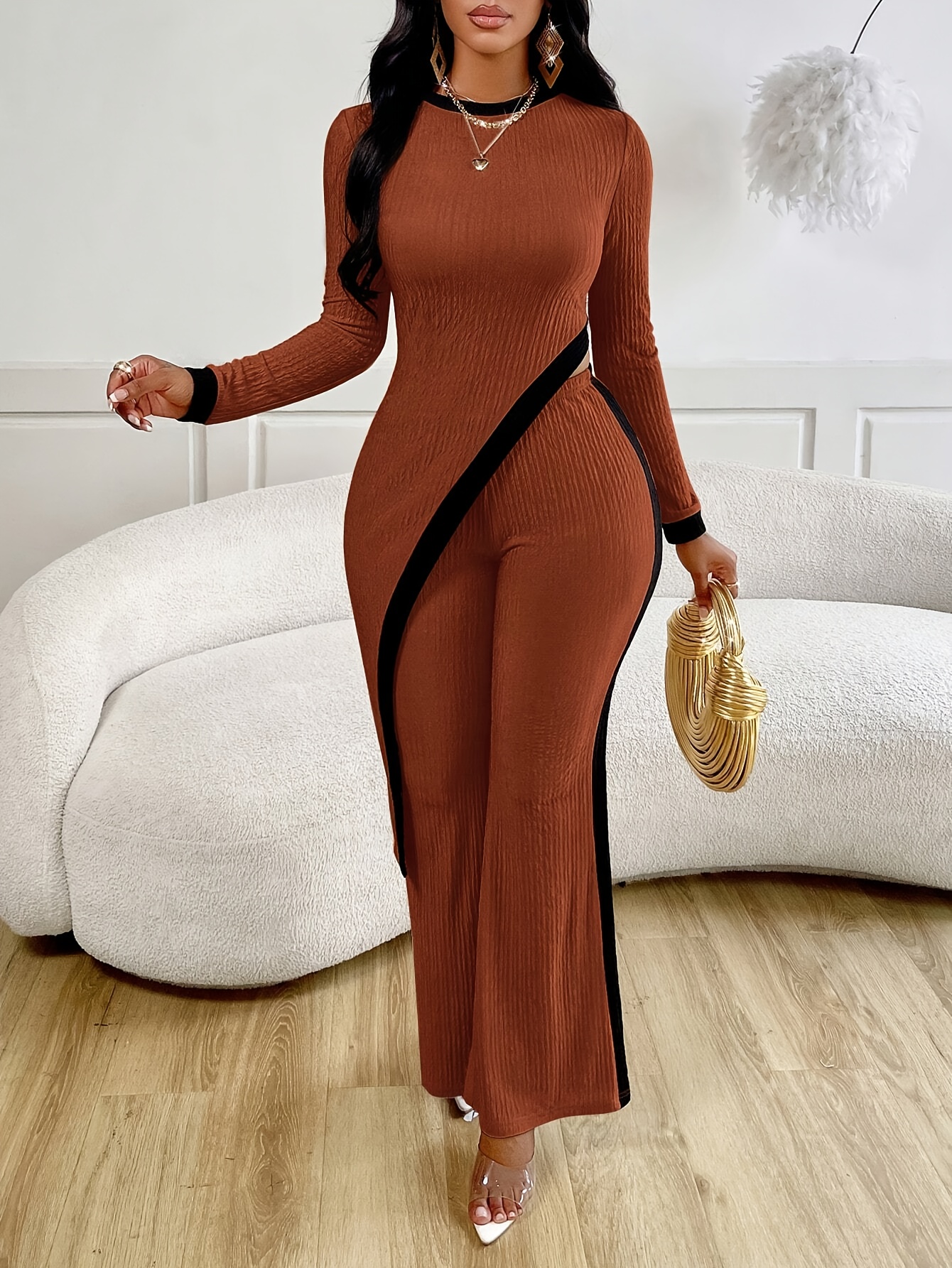 women's elegant asymmetric hem t shirt flared pants set Temu Oman