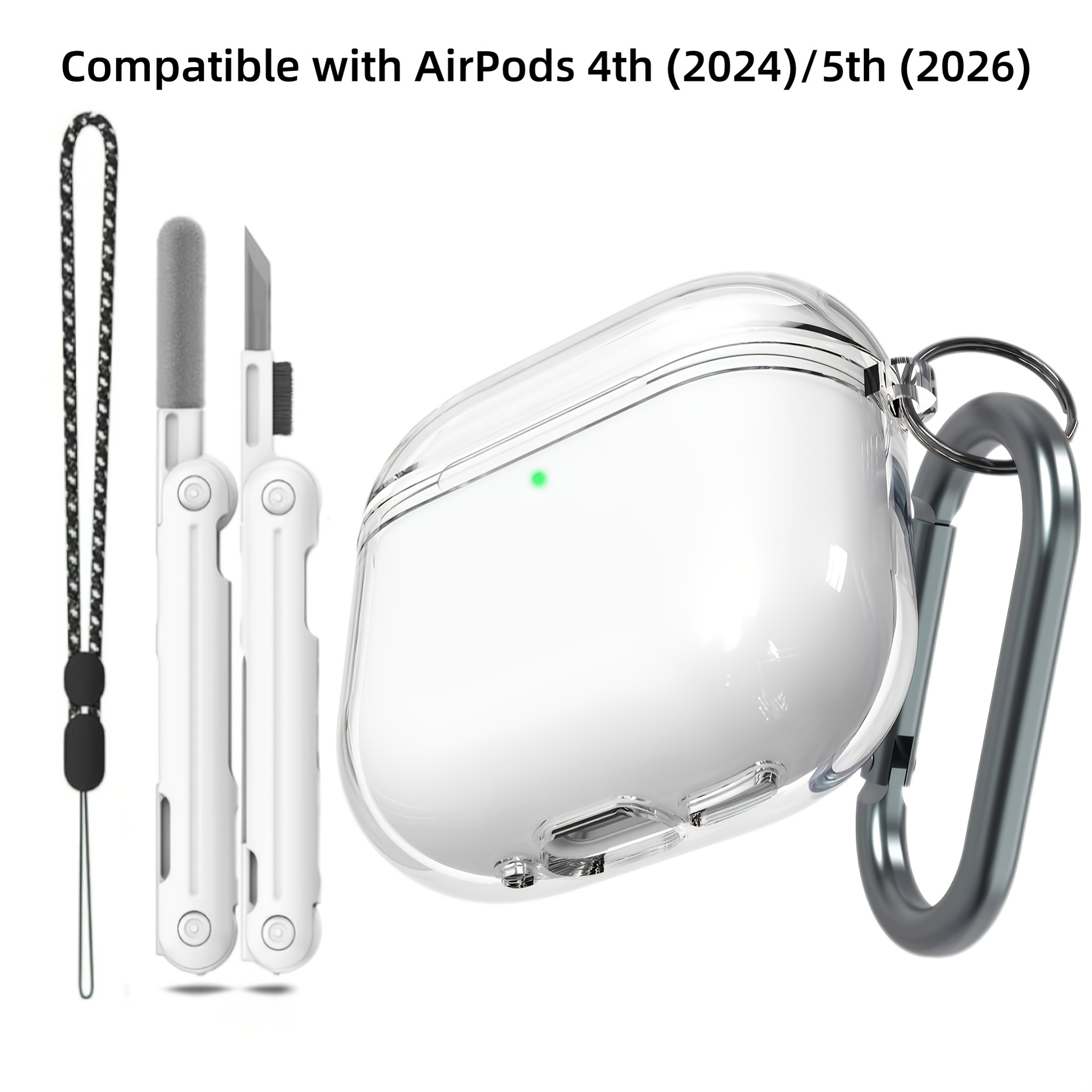 TEMU Étui Transparent Compatible avec 4 5 avec Réduction Active du Bruit, Kit de Nettoyage pour Étui Transparent et avec Cordon