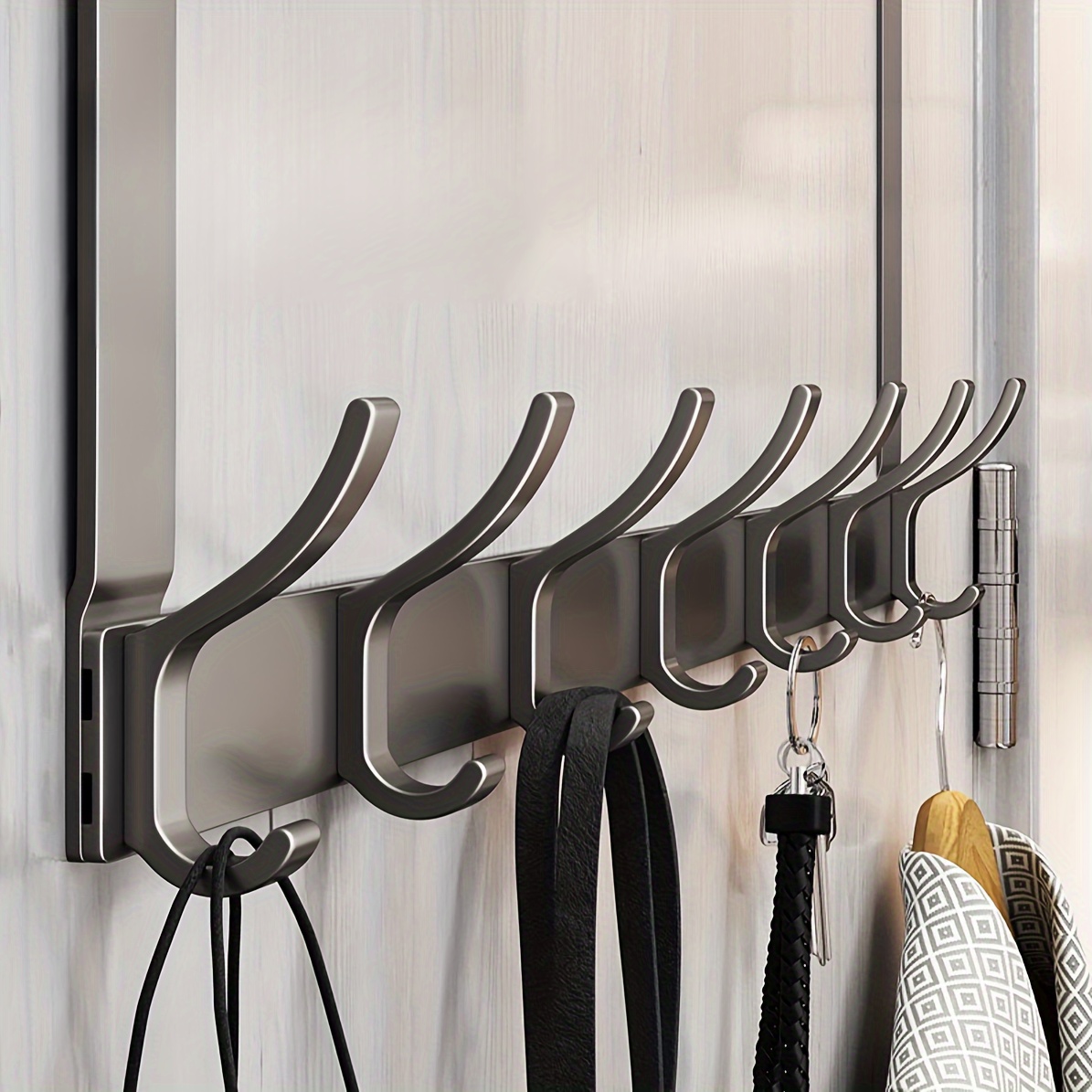 

7 Multi-functional Door Hook Wall-mounted Clothes Hanger Hooks For Kitchen And Bathroom Without Marks Wall-mounted Storage Rack For Clothes Hanging - Wholesale