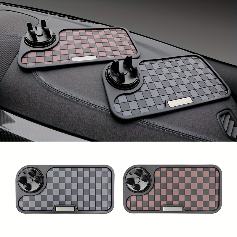 

Cheges Car Dashboard Organizer: Anti-slip, Checkered Design, Phone Holder, Key Tray, And Fob Holder - Suitable For All Vehicle Types