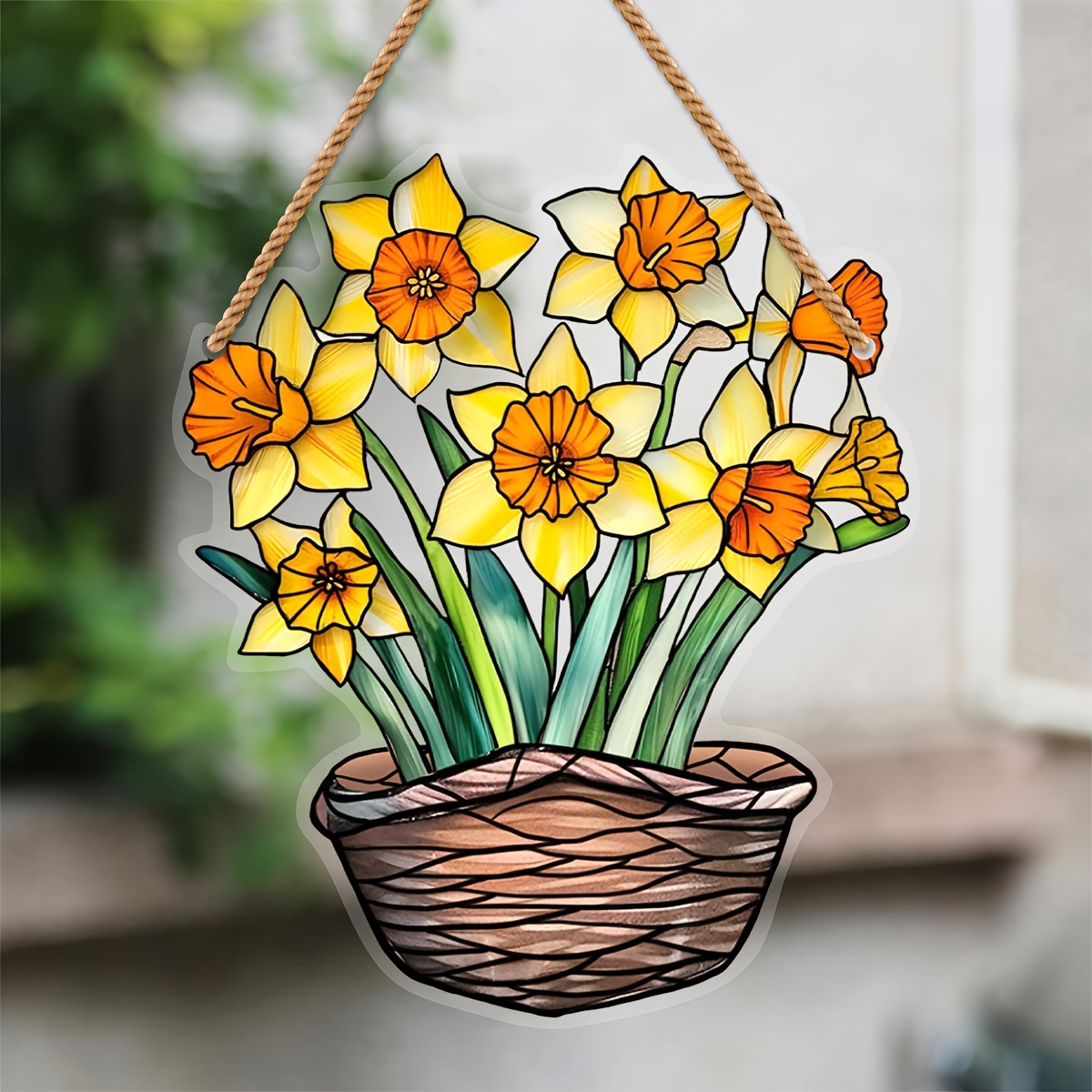 

1pc, Stained Window Hanging, Yellow Flowers Suncatcher Window, Indoor Outdoor Home Decor Garden Decoration, Wall Window Hanging Art Decoration The Perfect Gift For Flower Lovers