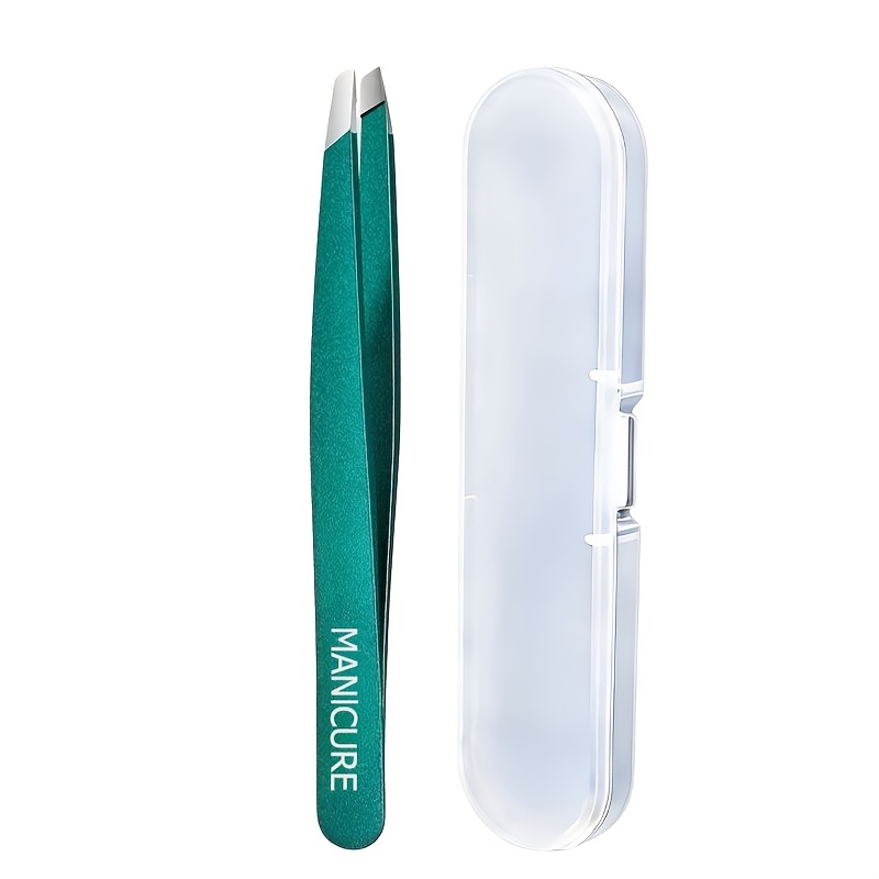 TEMU 1pc With Storage Box Set 1pc Slant-tip Blackhead Clip Eyebrow Clip Eyelash Clip, Men's Beard Removal, Women's Eyebrow Shaping Tweezers, Hair